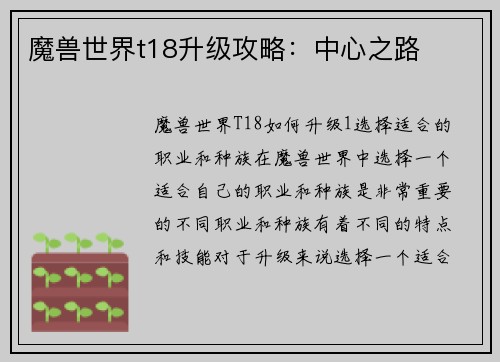 魔兽世界t18升级攻略：中心之路